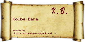 Kolbe Bere névjegykártya